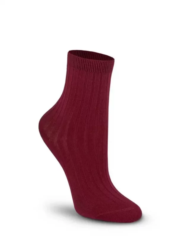 LAJLA detské bavlnené ponožky s rebrovaným úpletom bordo - Veľkosť: 27-30, Farba: Bordová