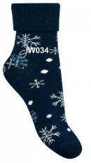 Zimné detské vzorované ponožky Vločky tmavá modrá