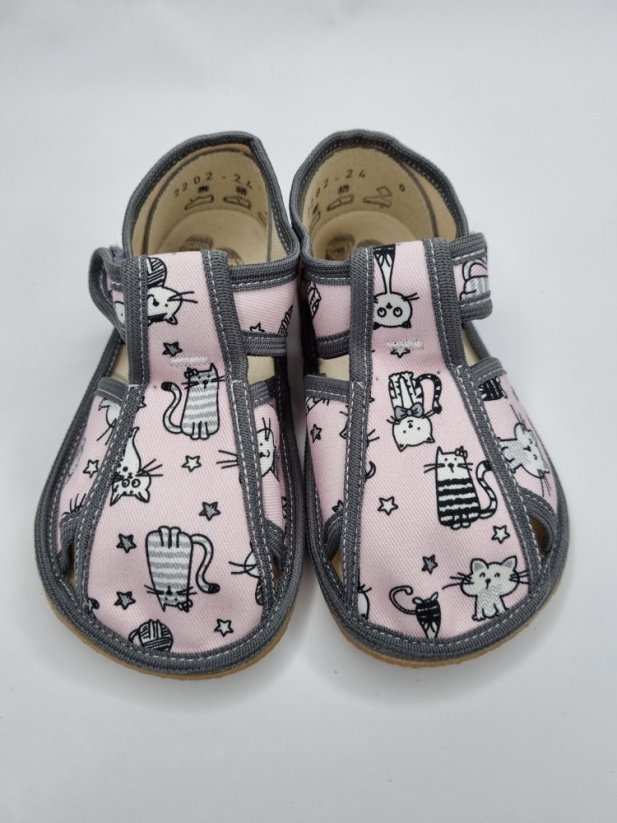 Detské barefoot papučky Baby Bare Shoes Slippers Pink cat - Veľkosť: 25