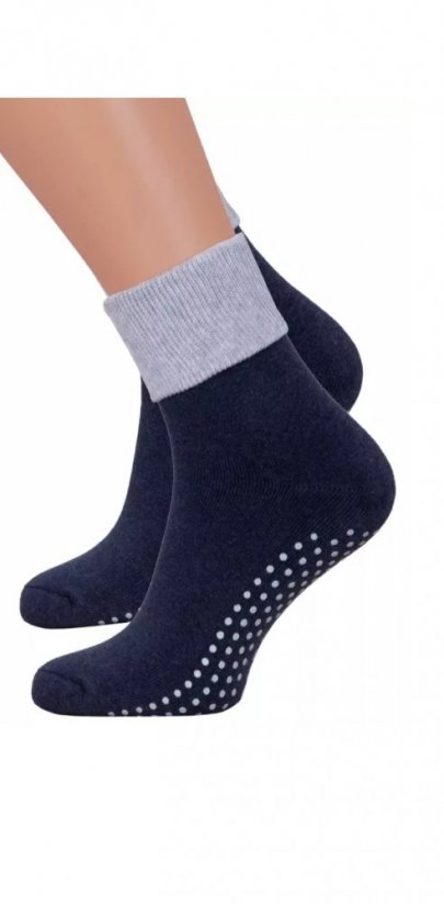 Detské protišmykové froté ponožky modré tmavé - Veľkosť: 35-37