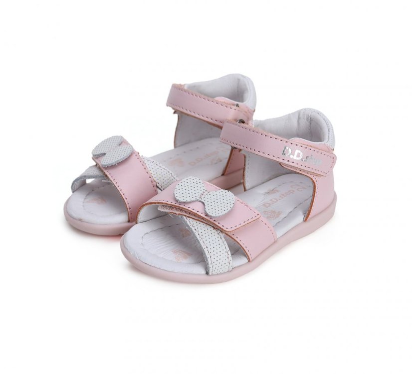 D.D.Step kožené sandálky pink mašlička - Veľkosť: 19