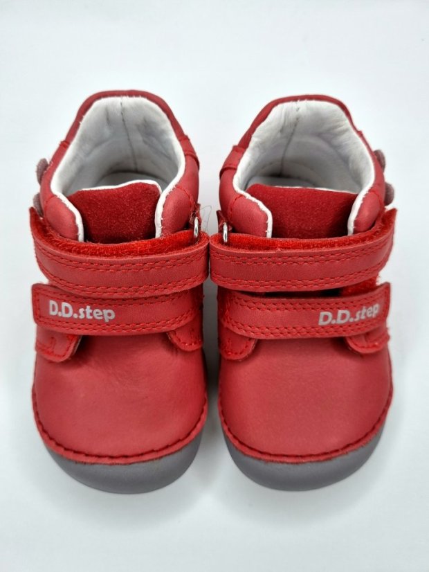 D.D.Step Dievčenské kožené barefoot topánky Red