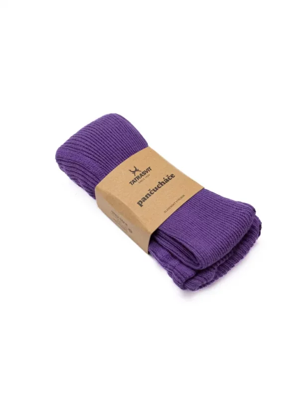 LENKA detské klasické rebrované pančušky zo 100% bavlny  fialová - Veľkosť: 90