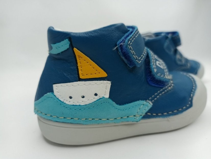 D.D.Step Chlapčenské kožené topánky Loďka bermuda blue - Veľkosť: 23