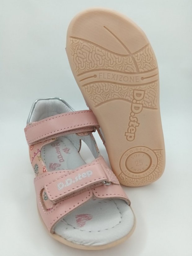 D.D.Step kožené sandálky pink lienka - Veľkosť: 29