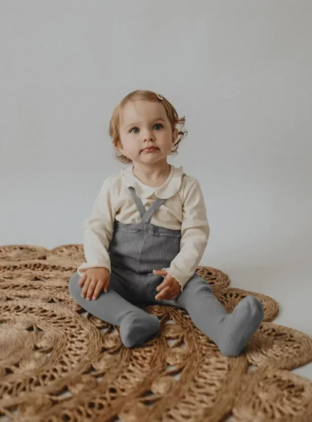 DUCIKA klasické detské pančušky zo 100% bavlny s trakmi sivá - Veľkosť: 50