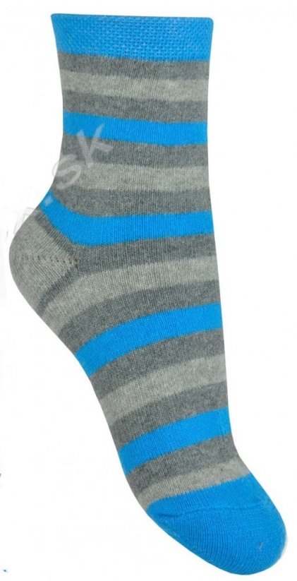 Zimné detské froté ponožky Pásiky - Veľkosť: 27-30