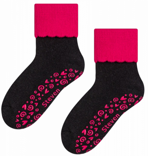 Dievčenské protišmykové froté ponožky Antracit - Veľkosť: 32-34