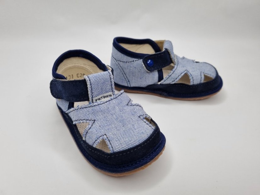 Textilné barefoot sandálky Pegres modré - Veľkosť: 21