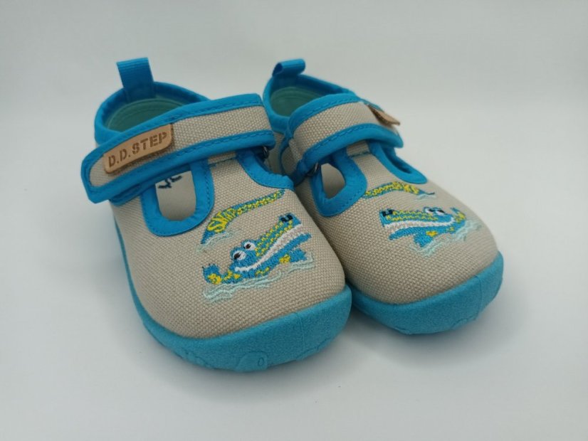 D.D.Step Barefoot sandálky - plátenky grey krokodíl - Veľkosť: 25
