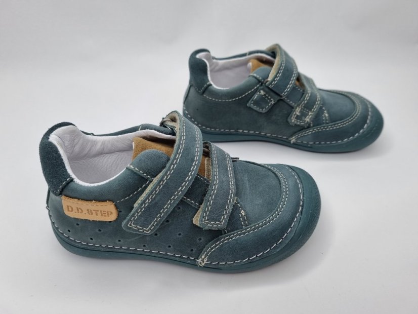 D.D.Step Chlapčenské kožené barefoot topánky Emerald