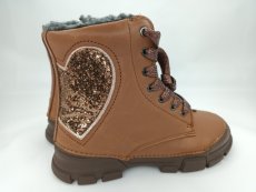 D.D.Step zimné kožené topánky chocolate srdiečko