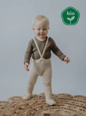 DUFICA klasické detské pančušky zo 100% BIO bavlny s trakmi smotanová