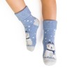 Zimné detské vzorované ponožky Medveď sv.modrá