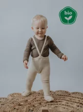 DUFICA klasické detské pančušky zo 100% BIO bavlny s trakmi smotanová