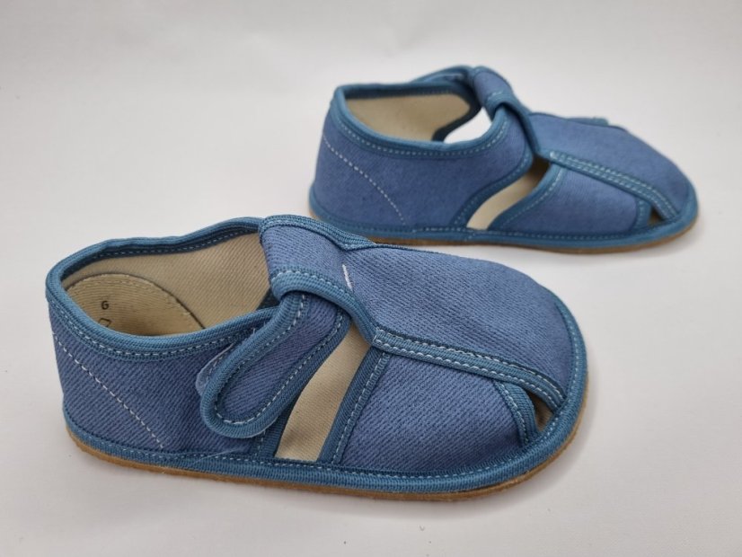 Detské barefoot papučky Baby Bare Shoes Slippers Denim - Veľkosť: 21