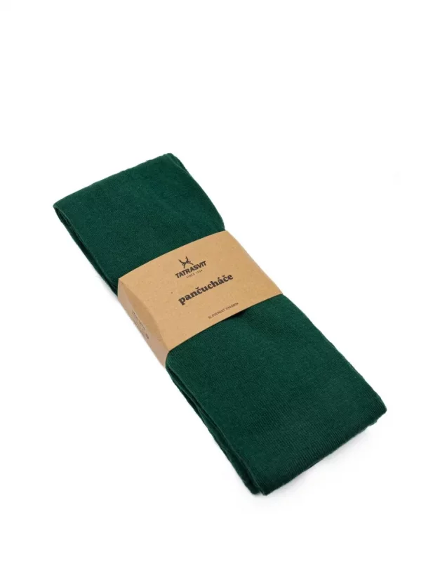 LENKA detské klasické rebrované pančušky zo 100% bavlny Zelené tmavé - Veľkosť: 150, Farba: Zelená tmavá