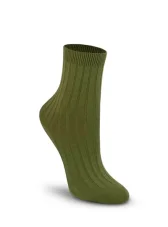 LAJLA detské bavlnené ponožky s rebrovaným úpletom tmavo-zelené