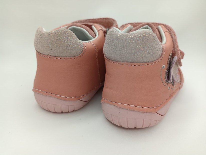 D.D.Step Dievčenské kožené barefoot topánky Motýľ pink - Veľkosť: 24