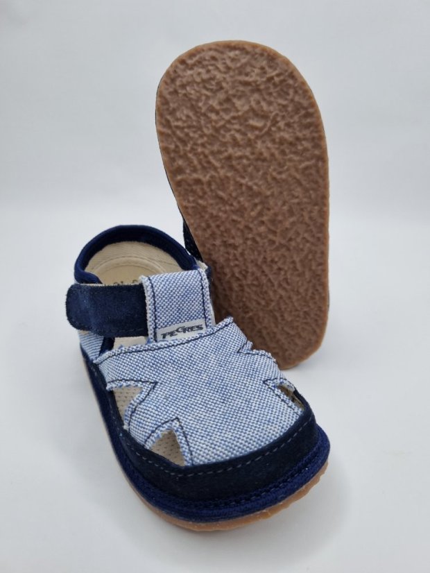 Textilné barefoot sandálky Pegres modré - Veľkosť: 20