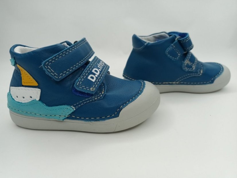 D.D.Step Chlapčenské kožené topánky Loďka bermuda blue - Veľkosť: 23
