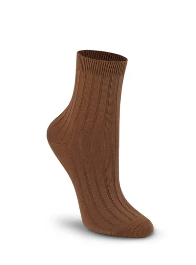 LAJLA detské bavlnené ponožky s rebrovaným úpletom hnedé - Veľkosť: 27-30, Farba: Hnedá