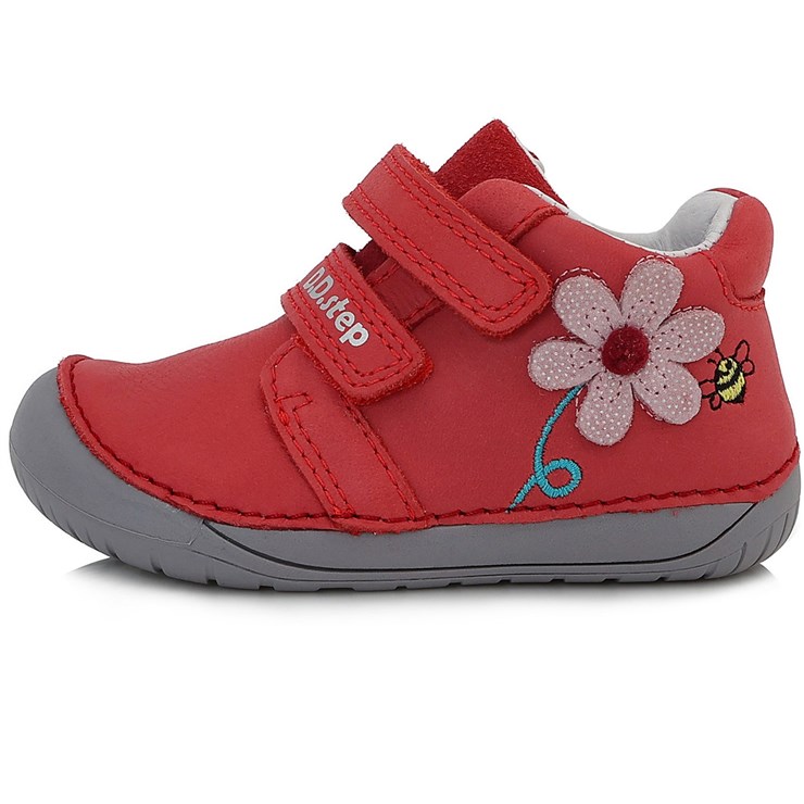 D.D.Step Dievčenské kožené barefoot topánky Red - Veľkosť: 22