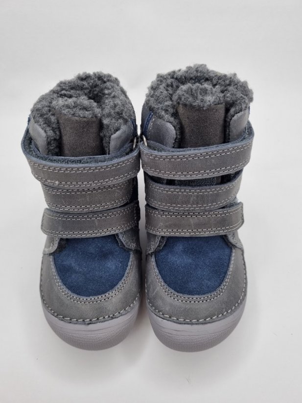 Zimné kožené barefoot topánky D.D.step dark grey - Veľkosť: 25, Farba: Šedá