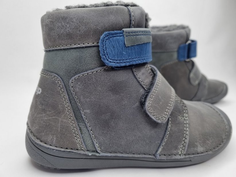 Zimné kožené barefoot topánky D.D.step grey - Veľkosť: 34, Farba: Šedá