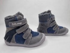 Zimné kožené barefoot topánky D.D.step dark grey