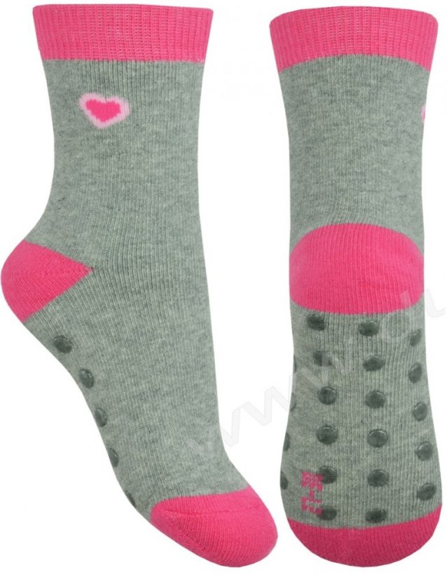 Detské protišmykové termo ponožky Srdiečko - Veľkosť: 31-34