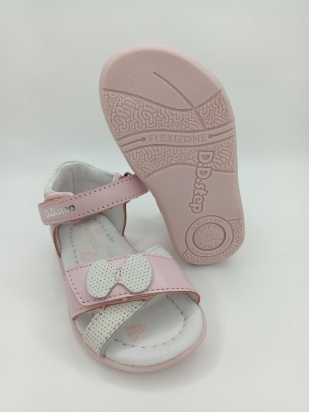 D.D.Step kožené sandálky pink mašlička