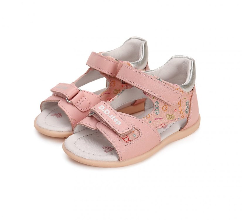 D.D.Step kožené sandálky pink lienka - Veľkosť: 26