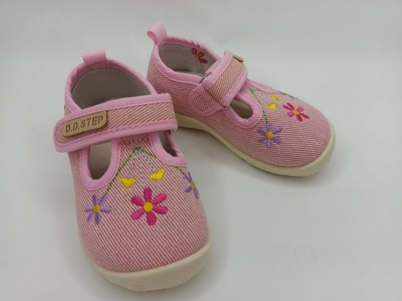 D.D.Step Barefoot sandálky - plátenky pink Kvety