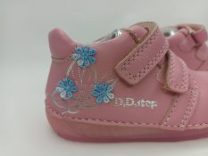 D.D.Step Dievčenské kožené barefoot topánky Kvety